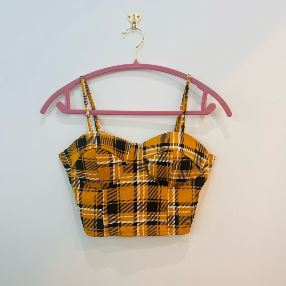 No Boundaries Yellow and Black Sleeveless Crop Tank Top